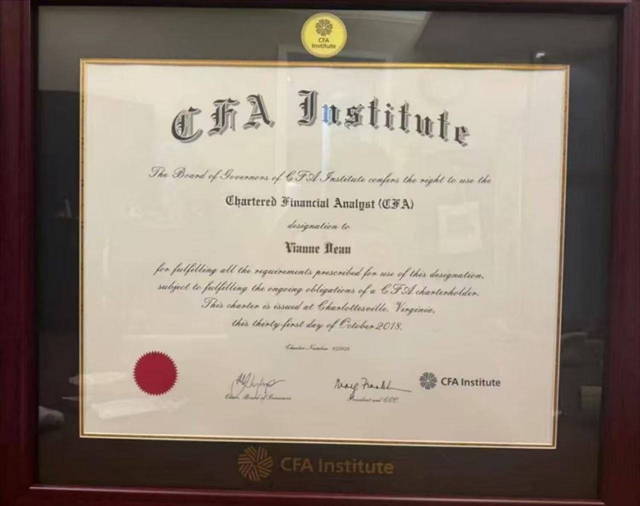 CFA® Charter — Vianne Dean